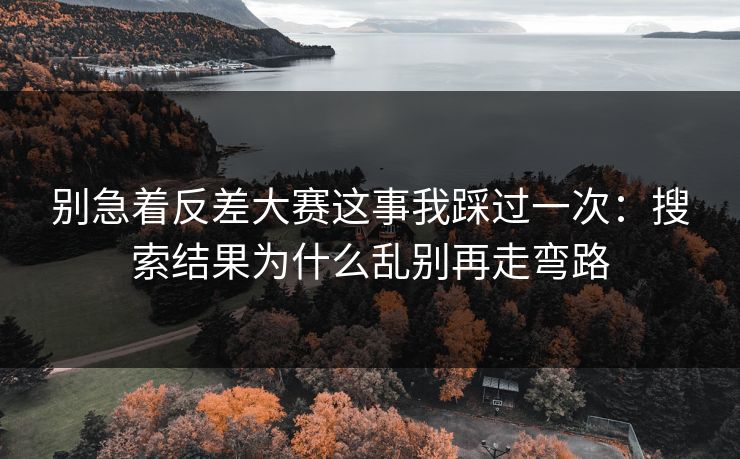 别急着反差大赛这事我踩过一次：搜索结果为什么乱别再走弯路